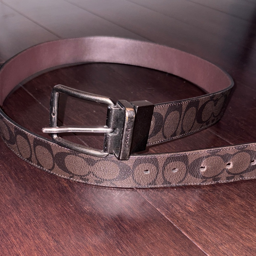 Coach Black and Brown Men's Leather Belt